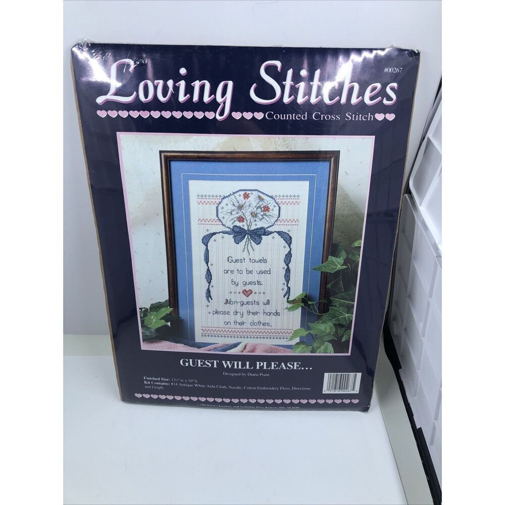 Loving Stitches Counted Cross Stitch    Guest Will Please.. 13.5”W x19"H